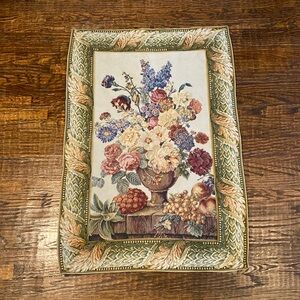 Vintage GRH France Gobelin Tapestry of flowers & fruit